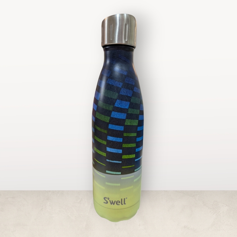S'well 17 oz Water Bottle Blue Green Checkered